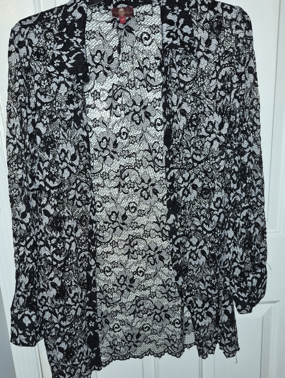 Black & White Sheer Lace Cardigan